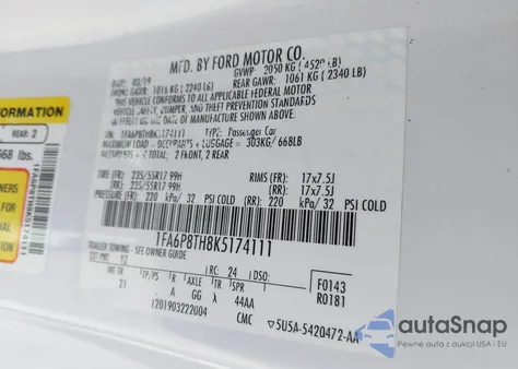 2019 Ford Mustang Ecoboost из США, поврежденный, VIN 1FA6P8TH8K5174111